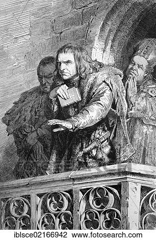 Stock Image - Ernst Heinrich Possart, from 1897 Bavarian nobility, Ernst Ritter von Possart, 1841 - 1921, a German actor and stage manager, here performing Richard the Third, historical wood engraving, 1886. Fotosearch
