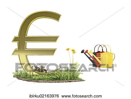 Euro symbol beside watering cans in the German national colours, symbolic image of a euro plant, illustration, 3D visualisation View Large Photo Image Stock Photograph - Euro symbol beside watering cans in the German national colours, symbolic image of a euro plant, illustration, 3D visualisation. Fotosearch