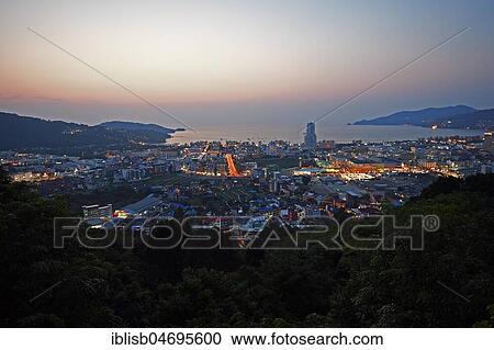 Evening view over Patong Beach, Phuket, Thailand, Asia View Large Photo Image Stock Image - Evening view over Patong Beach, Phuket, Thailand, Asia. Fotosearch