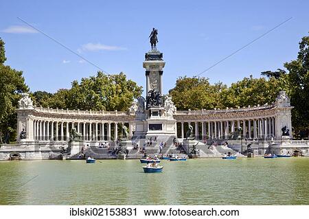 Excursion boats on the lake in front of the monument to Alfonso XII., in the Parque del Buen Retiro in Madrid, Spain, Europe View Large Photo Image Stock Image - Excursion boats on the lake in front of the monument to Alfonso XII., in the Parque del Buen Retiro in Madrid, Spain, Europe. Fotosearch