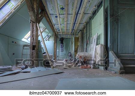 Extension of an attic apartment in an old house, Mecklenburg-Western Pomerania, Germany, Europe View Large Photo Image Stock Photo - Extension of an attic apartment in an old house, Mecklenburg-Western Pomerania, Germany, Europe. Fotosearch