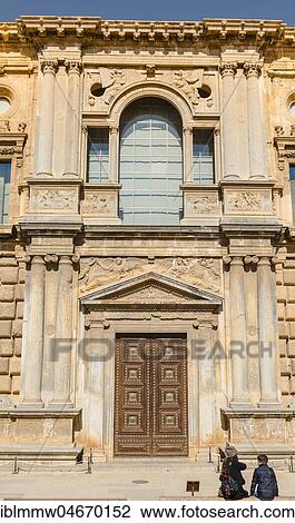 Facade and gate of Charles V's palace, Alhambra, city castle on Sabikah Hill, Granada, Andalusia, Spain, Europe View Large Photo Image Stock Image - Facade and gate of Charles V's palace, Alhambra, city castle on Sabikah Hill, Granada, Andalusia, Spain, Europe. Fotosearch