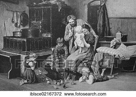 Family idyll in the living room of a farmer with newly hatched chicks, historical engraving, 1880 View Large Photo Image Stock Image - Family idyll in the living room of a farmer with newly hatched chicks, historical engraving, 1880. Fotosearch