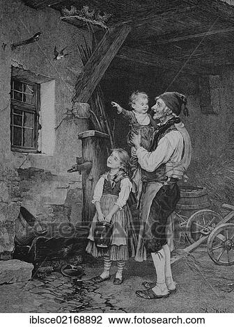 Farmer showing his children the nest-building swallows, historical engraving, 1883 View Large Photo Image Stock Image - Farmer showing his children the nest-building swallows, historical engraving, 1883. Fotosearch