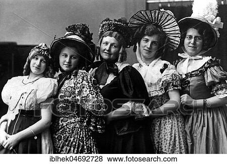 Fashion, five women with hats, group portrait, 1910s, Germany, Europe View Large Photo Image Stock Photo - Fashion, five women with hats, group portrait, 1910s, Germany, Europe. Fotosearch