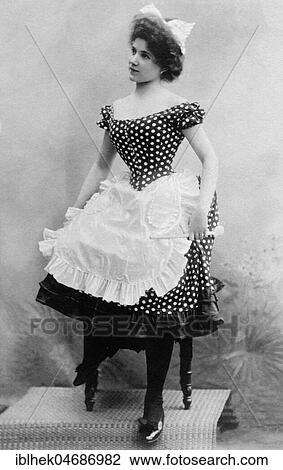 Stock Image - Fashion, maid with very tight waist and corset, 1910s, Germany, Europe. Fotosearch