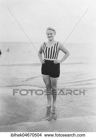 Fashion, swimwear, woman in fashionable swimsuit on the beach, 1940s, Baltic Sea, Germany, Europe View Large Photo Image Picture - Fashion, swimwear, woman in fashionable swimsuit on the beach, 1940s, Baltic Sea, Germany, Europe. Fotosearch