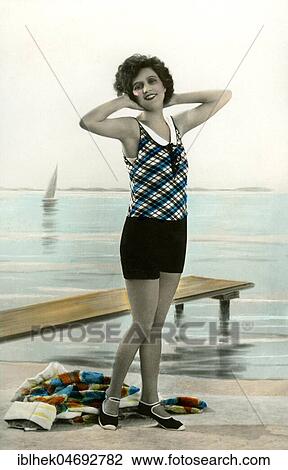 Fashion, swimwear, woman in swimsuit, scenery, 1920s, Germany, Europe View Large Photo Image Stock Image - Fashion, swimwear, woman in swimsuit, scenery, 1920s, Germany, Europe. Fotosearch