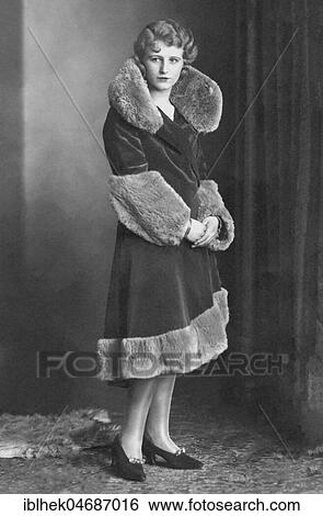 Stock Photograph - Fashion, Woman in Coat with Fur Trimming, 1920s, Germany, Europe. Fotosearch