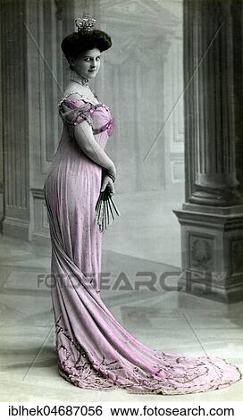 Fashion, Woman in Evening Dress with Crown, 1900s, Germany, Europe View Large Photo Image Stock Photograph - Fashion, Woman in Evening Dress with Crown, 1900s, Germany, Europe. Fotosearch
