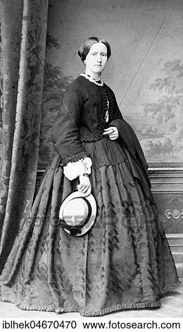 Stock Image - Fashion, Woman in hooped skirt, 1890s, Imperial Age, Germany, Europe. Fotosearch