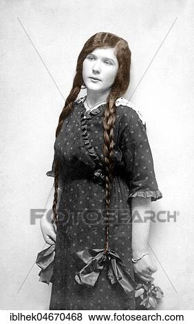 Fashion, woman with long pigtails, 1920s, Germany, Europe View Large Photo Image Stock Photo - Fashion, woman with long pigtails, 1920s, Germany, Europe. Fotosearch