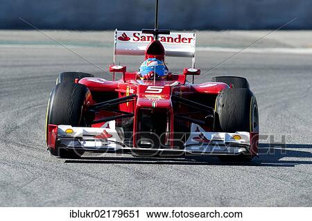 Stock Image - Fernando Alonso, SPA, Ferrari F2012, Formula 1 testing sessions, February 2012, Barcelona, Spain, Europe. Fotosearch