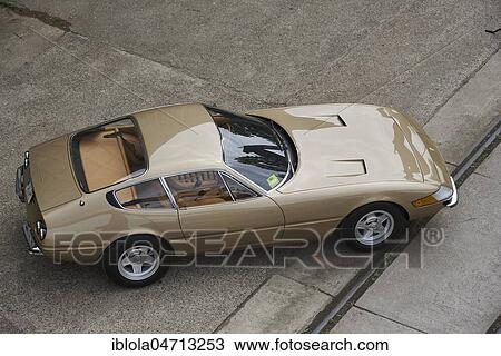 Stock Image - Ferrari 365 GTB/4 Daytona, 1970, top view, Germany, Europe. Fotosearch