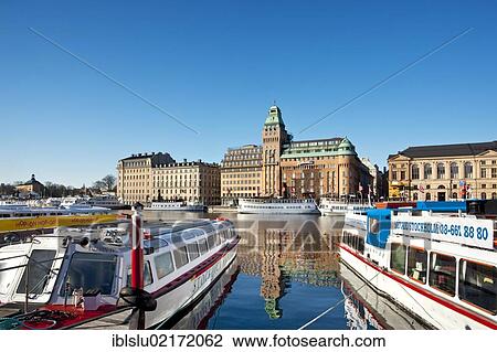 Ferries on Nybroviken, New Bridge Bay, in front of the Radisson Hotel, Oestermalm, Stockholm, Sweden, Scandinavia, Europe View Large Photo Image Stock Image - Ferries on Nybroviken, New Bridge Bay, in front of the Radisson Hotel, Oestermalm, Stockholm, Sweden, Scandinavia, Europe. Fotosearch