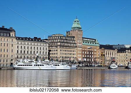 Ferries on Nybroviken, New Bridge Bay, in front of the Radisson Hotel, Oestermalm, Stockholm, Sweden, Scandinavia, Europe View Large Photo Image Stock Photo - Ferries on Nybroviken, New Bridge Bay, in front of the Radisson Hotel, Oestermalm, Stockholm, Sweden, Scandinavia, Europe. Fotosearch