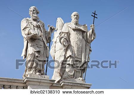 Stock Image - Figures of the apostles on the facade of the Basilica San Giovanni in Laterano, Rome, Italy, Europe. Fotosearch