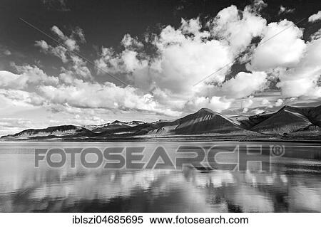 Stock Photography - Fjord Borgarfjördur, monochrome, near Borganes, Northeast Iceland. Fotosearch
