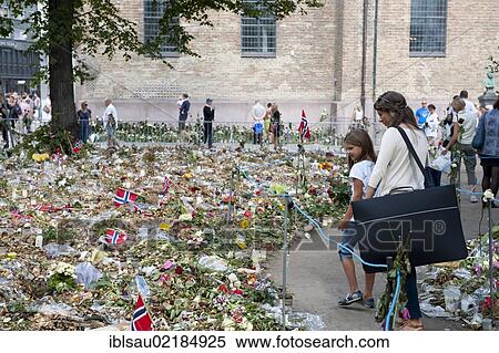 Flowers and flags to commemorate the victims of the attacks from 22 July 2011 at Oslo Cathedral, Oslo Domkirke, Oslo, Norway, Scandinavia, Northern Europe, Europe View Large Photo Image Stock Photography - Flowers and flags to commemorate the victims of the attacks from 22 July 2011 at Oslo Cathedral, Oslo Domkirke, Oslo, Norway, Scandinavia, Northern Europe, Europe. Fotosearch