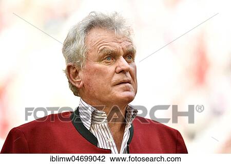 Stock Image - Former goalkeeper Sepp Maier, FC Bayern Munich, Portrait, Allianz Arena, Munich, Bavaria, Germany, Europe. Fotosearch