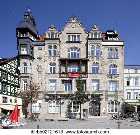 Stock Photo - Former Hotel Rautenkranz, city council, Eisenach, Thuringia, Germany, Europe, PublicGround, Europe. Fotosearch