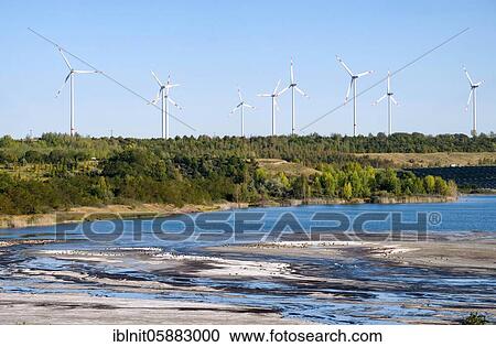 Former opencast lignite mine with wind turbines, Amsdorf, district of Mansfeld-Südharz, Saxony-Anhalt, Germany, Europe View Large Photo Image Stock Image - Former opencast lignite mine with wind turbines, Amsdorf, district of Mansfeld-Südharz, Saxony-Anhalt, Germany, Europe. Fotosearch