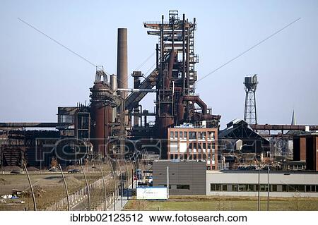 Stock Image - Former Phoenix-West Steelworks, blast furnace, Zukunftsstandort urban redevelopment site, Dortmund, Hoerde, Ruhr Area, North Rhine-Westphalia, Germany, Europe, PublicGround, Europe. Fotosearch