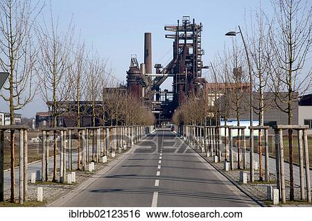 Stock Photograph - Former Phoenix-West Steelworks, blast furnace, Zukunftsstandort urban redevelopment site, Dortmund, Hoerde, Ruhr Area, North Rhine-Westphalia, Germany, Europe, PublicGround, Europe. Fotosearch