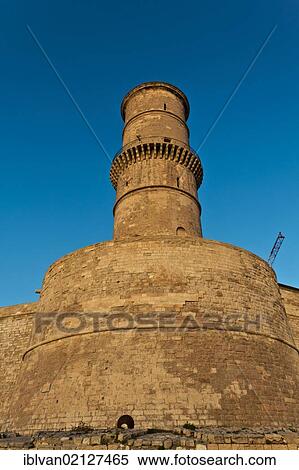 Stock Photography - Fort Saint-Jean, built in 1660 by Louis XIV, at the entrance to the Vieux Port, Old Port, Marseille, Provence, France, Europe. Fotosearch