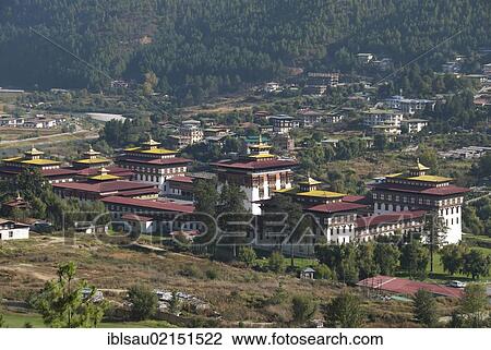 Fortress Monastery of Trashi Chhoe Dzong, seat of government, Thimphu, capital city, Kingdom of Bhutan, South Asia, Asia View Large Photo Image Stock Image - Fortress Monastery of Trashi Chhoe Dzong, seat of government, Thimphu, capital city, Kingdom of Bhutan, South Asia, Asia. Fotosearch