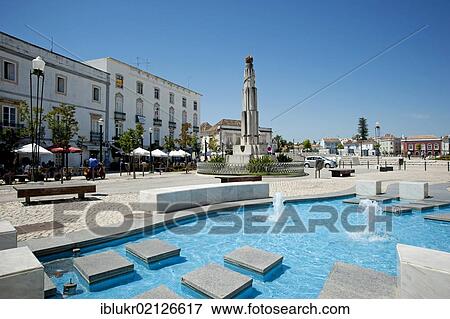 Fountain at the Praca da Republica, town of Tavira, eastern Algarve, Portugal, Europe View Large Photo Image Stock Photo - Fountain at the Praca da Republica, town of Tavira, eastern Algarve, Portugal, Europe. Fotosearch