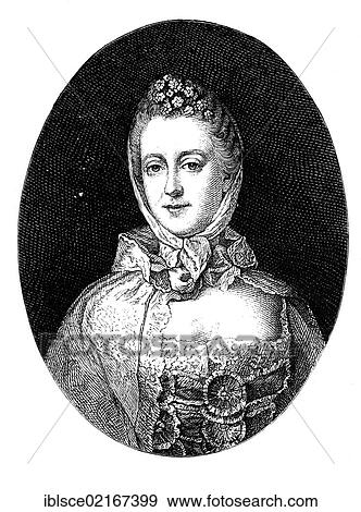 Stock Photo - Franziska Theresa Countess von Hohenheim, 1748 - 1811, historical engraving, 1880. Fotosearch