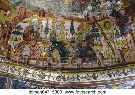Stock Photo - Frescoes, St. Peter and Paul Monastery, Manastiri i Shën Pjetrit, Vithkuq, Korça Region, Korca, Albania, Europe. Fotosearch