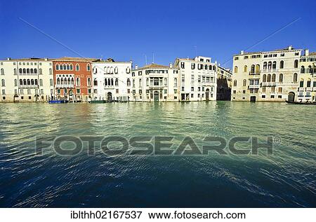 Stock Photo - Fronts of the houses on the Grand Canal, Venice, Venezia, Veneto, Italy, Europe. Fotosearch
