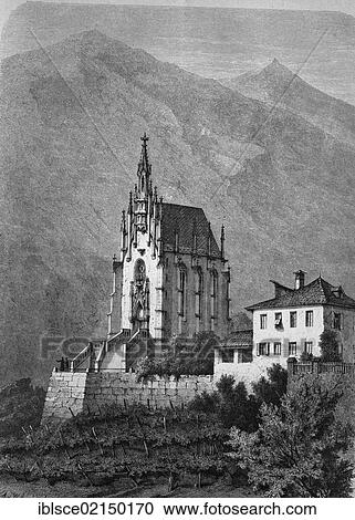 Funeral chapel of Archduke Johann on Burg Schenna Castle near Merano, Italy, historical woodcut, circa 1870, Europe View Large Photo Image Stock Image - Funeral chapel of Archduke Johann on Burg Schenna Castle near Merano, Italy, historical woodcut, circa 1870, Europe. Fotosearch