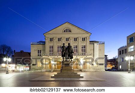 German National Theatre, Goethe Schiller Monument, Weimar, Thuringia, Germany, Europe, PublicGround, Europe View Large Photo Image Stock Photo - German National Theatre, Goethe Schiller Monument, Weimar, Thuringia, Germany, Europe, PublicGround, Europe. Fotosearch