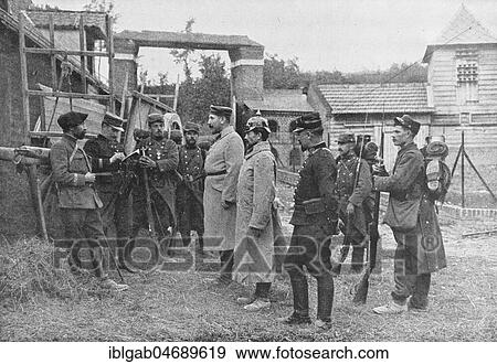 Stock Photo - German prisoners questioned, 1914, France, Europe. Fotosearch