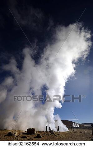 Geysers with water vapour against a deep blue sky, Uyuni, Bolivia, South America View Large Photo Image Picture - Geysers with water vapour against a deep blue sky, Uyuni, Bolivia, South America. Fotosearch