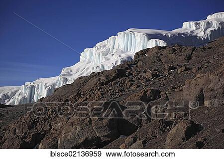 Stock Photo - Glacier on Mount Kilimanjaro, Tanzania, Africa. Fotosearch