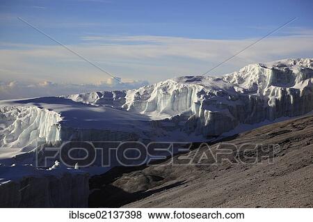 Glacier on Mount Kilimanjaro, Tanzania, Africa View Large Photo Image Stock Photo - Glacier on Mount Kilimanjaro, Tanzania, Africa. Fotosearch