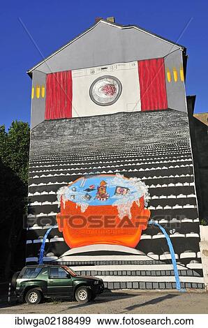Stock Photo - Graffiti, Gehirnwaesche, German for brainwashing, Cityleaks Festival, Cologne, North Rhine-Westphalia, Germany, Europe, PublicGround, Europe. Fotosearch
