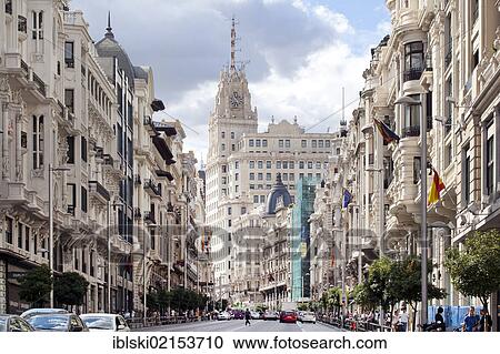 Gran Via boulevard with the head office, headquarters, of the Spanish telecommunications company Telefonica, Madrid, Spain, Europe View Large Photo Image Stock Image - Gran Via boulevard with the head office, headquarters, of the Spanish telecommunications company Telefonica, Madrid, Spain, Europe. Fotosearch