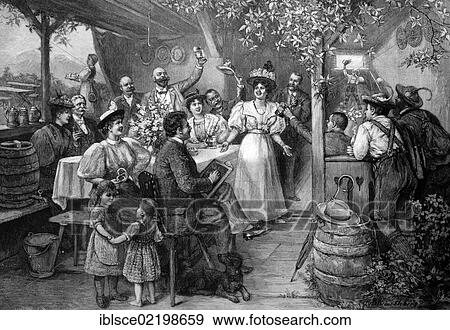 Stock Photo - Group of peolpe, bowling, historic wood engraving, about 1897. Fotosearch