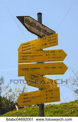 Stock Image - Guide to the pilgrimage chapel, Birkenstein, Fischbachau, Upper Bavaria, Bavaria, Germany, Europe. Fotosearch