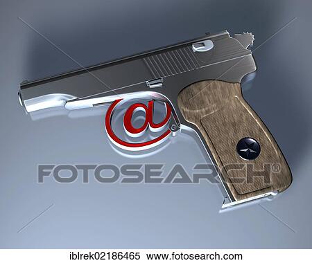 Gun with at sign, symbolic image for cybercrime View Large Photo Image Stock Photography - Gun with at sign, symbolic image for cybercrime. Fotosearch