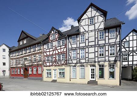 Stock Photo - Half-timbered houses, historic town centre, Wetzlar, Hesse, Germany, Europe, PublicGround, Europe. Fotosearch