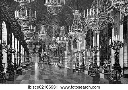 Hall of Mirrors in Schloss Herrenwoerth Castle, today the Neues Schloss Herrenchiemsee Castle, Lake Chiemsee, Bavaria, Germany, historical wood engraving, 1886, Europe View Large Photo Image Stock Image - Hall of Mirrors in Schloss Herrenwoerth Castle, today the Neues Schloss Herrenchiemsee Castle, Lake Chiemsee, Bavaria, Germany, historical wood engraving, 1886, Europe. Fotosearch
