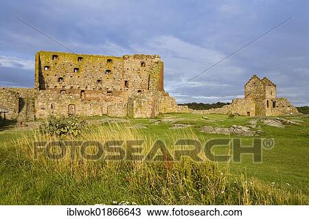 Stock Image - Hammershus castle ruins, Bornholm, Denmark, Europe. Fotosearch