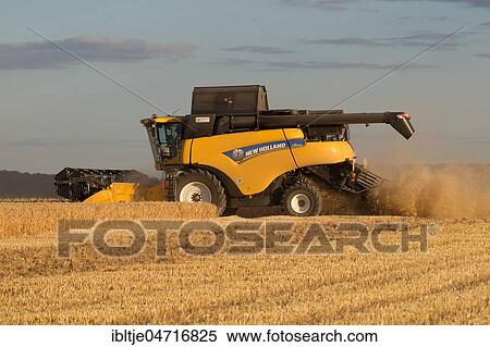 Harvester harvests barley on a field, grain harvest, Saxony, Germany, Europe View Large Photo Image Stock Photography - Harvester harvests barley on a field, grain harvest, Saxony, Germany, Europe. Fotosearch