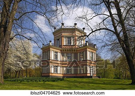 Stock Photography - Haus Greiffenhorst in spring, Krefeld, Lower Rhine, North Rhine-Westphalia, Germany, Europe. Fotosearch